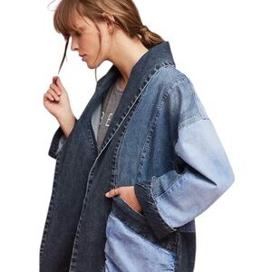ANTHRO Pilcro Denim Oversized Patchwork Distressed Kimono Jacket medium